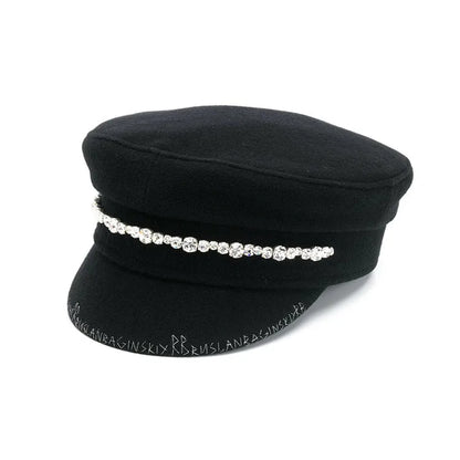New Winter Women Hats Newsboy Caps Flat letter Militray Caps British Vintage Visor cap