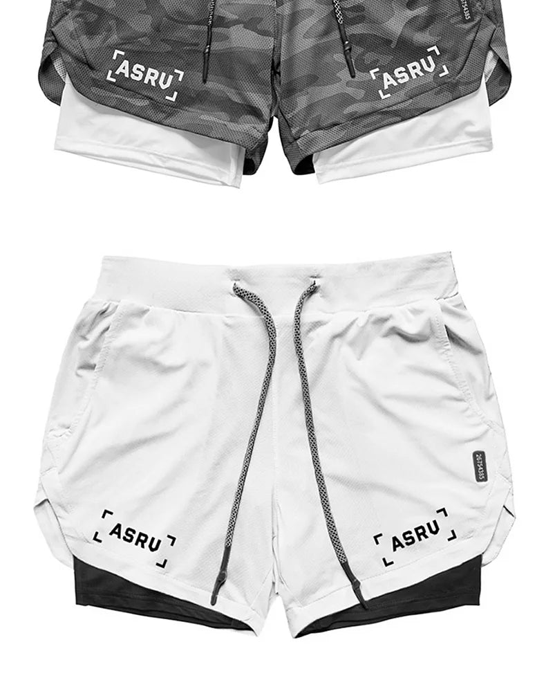 Men's Summer Quick Dry Running 2 in 1 Shorts Sports Jogger Short Pants Male Gym Fitness Training Sweatpants Plus Size M-5XL