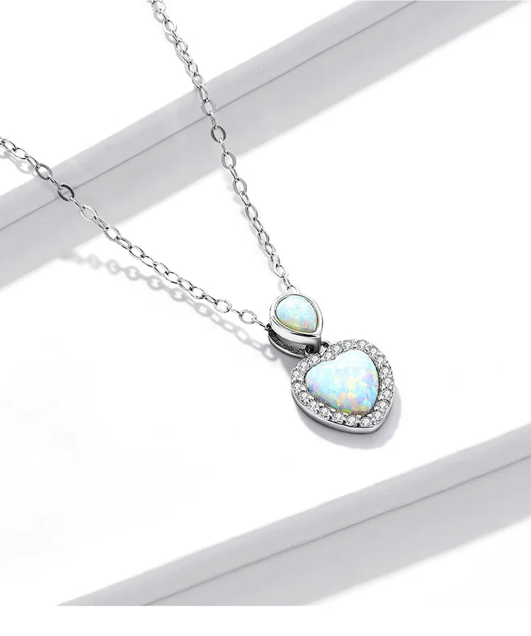Genuine 100% 925 Sterling Silver Shining CZ Choker Necklace Heart-Shaped Pendant Chain Necklace for Women Fine Jewelry