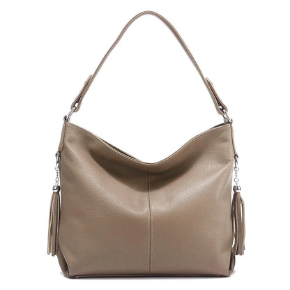 2026 New Fashion Soft Real Genuine Leather Tassel Women Handbag Elegant Ladies Hobo Shoulder Bag Messenger Purse Satchel