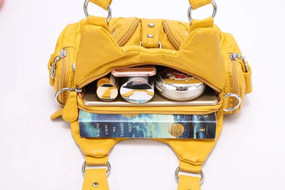 Vintage Women Handbags Soft Bag Small Top-handle Purse Fashion Satchel Multi-Pockets Shoulder Bag Hobos Phone Pack Tote Bag