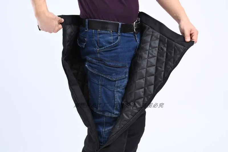 Wind-proof and warm-keeping equipment for motorcycle riding pants; fall-proof and quick-release pants in winter