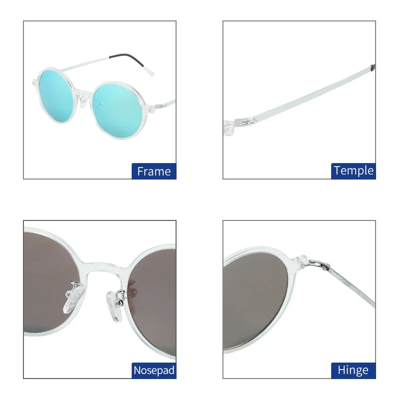 Nylon Titanium Sunglasses Men Retro Small Round Driving Polarized Sun Glasses for Women Mirrored UV400 Shades Eyewear