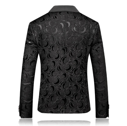 2026 New Men's White Rose Pattern Suit Jacket, Wedding Party Dress Coat, High Quality Men Slim Blazers Masculino Big Size M-6XL