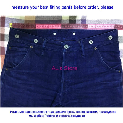 Vintage 15 Oz Indigo Selvage Stylish Trousers Mens Casual Raw Denim Jean Pants