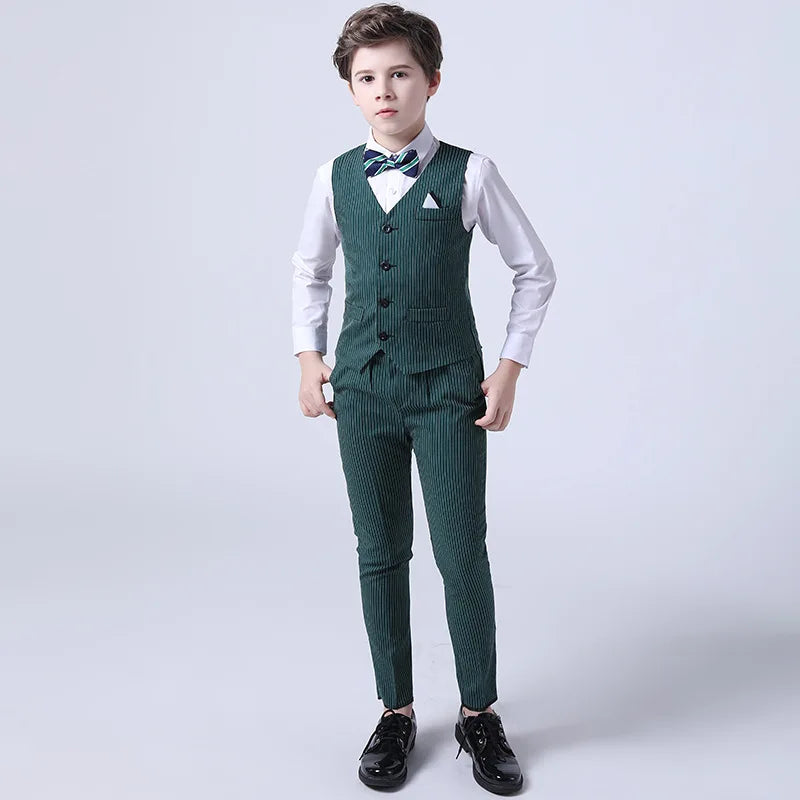 Flower Boys Clothing Set School Kids Wedding Formal Dress Vest Pants 2Pcs Suit Children Birtdahy Prom Ceremony Costume