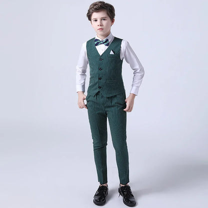 Flower Boys Clothing Set School Kids Wedding Formal Dress Vest Pants 2Pcs Suit Children Birtdahy Prom Ceremony Costume