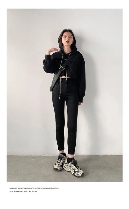 Women Jeans Retro High Waist Stretch Pencil Denim Pants Elastic for Woman Female Trousers Autumn Winter Ladies