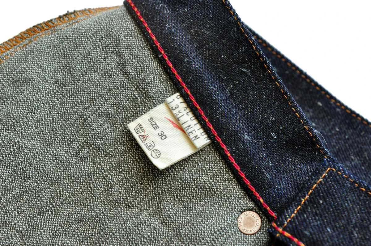 Mens Jeans cotton linen Selvedge Sanforized Raw Denim Jeans for Men Straight Fit Silver Button 19 oz