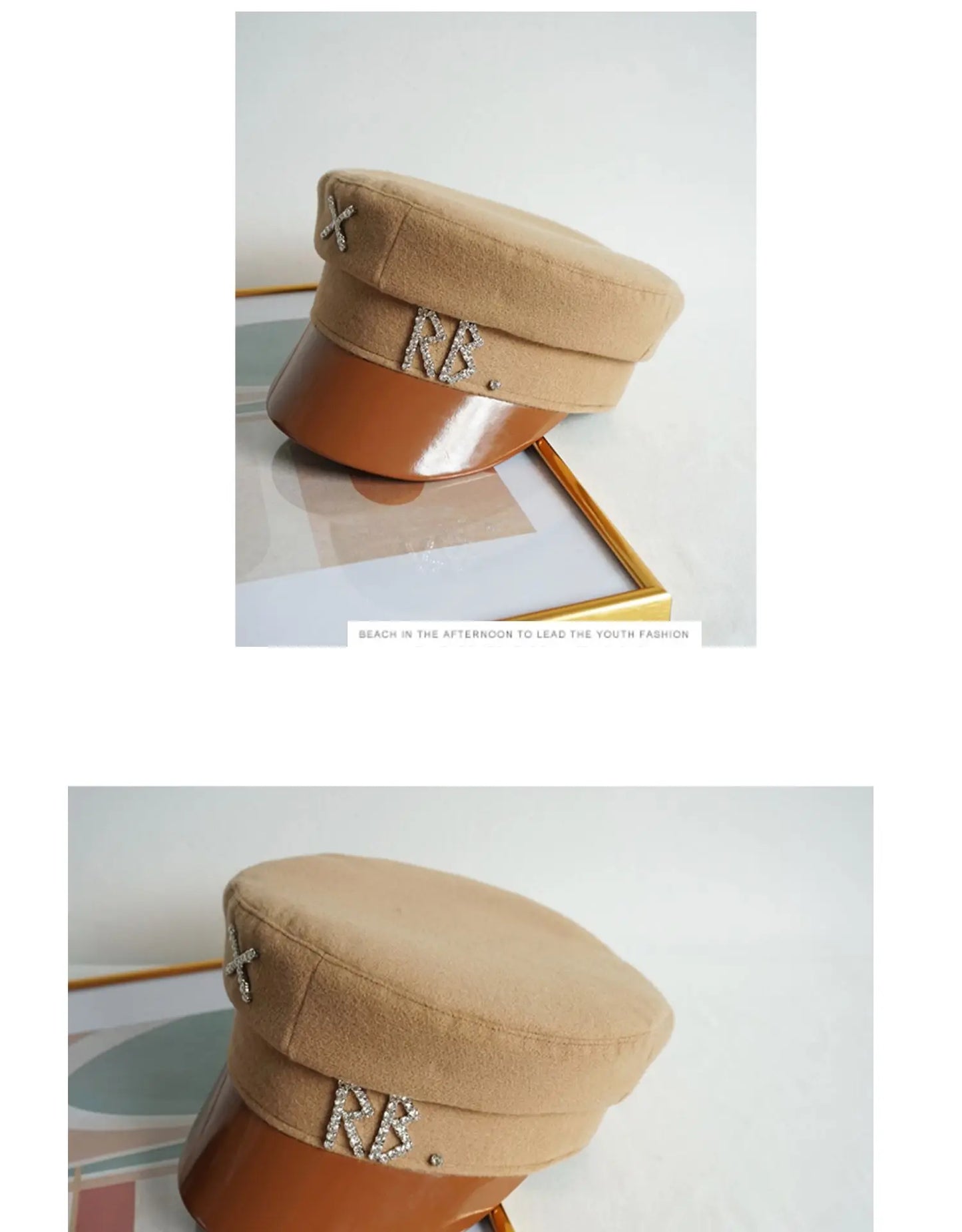 New Women Hats Crystal baker boy hat Wool Newsboy Caps Female Flat Militray Caps Visor S-XL
