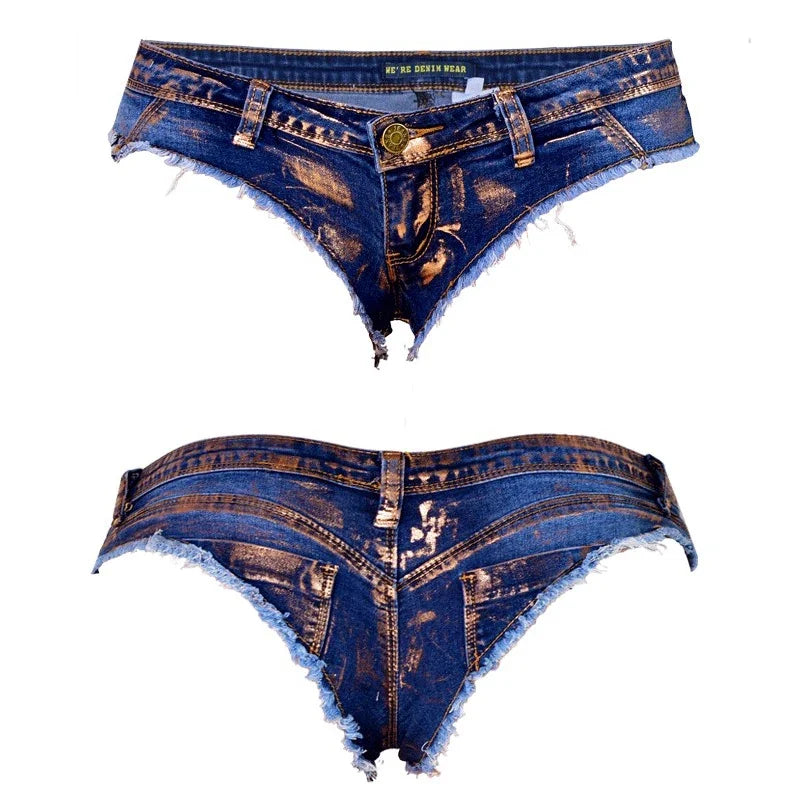 Sexy Stretch Micro Shorts Jeans Women Booty Erotic Night Club Skinny Super Mini Denim Trousers Twerking Outfits Summer Clubwear