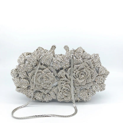 Golden Silver Color Stones Money Clutch Bag Women Crystal Clutches Bridal Handbags Wedding Party Cocktail Minaudiere Bag Purse