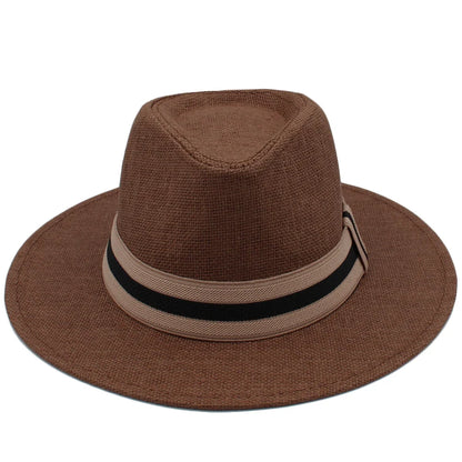Men Women Straw Panama Hats Summer Wide Brim Bowtie Band Fedora Sunhats Trilby Caps Outdoor Beach Travel Size US 7 1/4 UK L