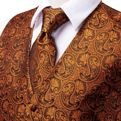 Navy Blue Mens Vest Formal Paisley Waistcoat Jacket Tie Handkerchief Cufflinks Set For Male Dress Suit Wedding Party