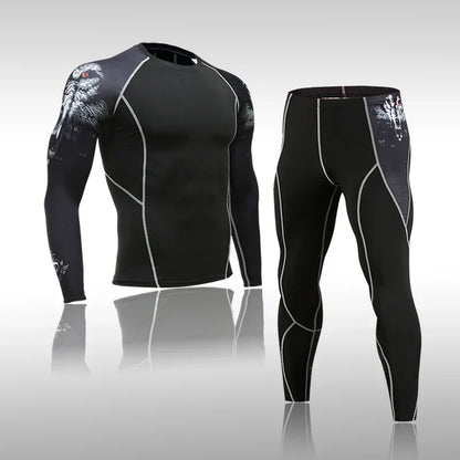 Men's Sports Suit MMA Running Quick-Drying Sportswear Compression Suit Fitness Training 3-Piece Sports Tights