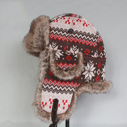 Winter  Bomber Hat Women  Russian Faux Fur  Trapper Hat  Men Ushanka Snow Cap with Earflaps
