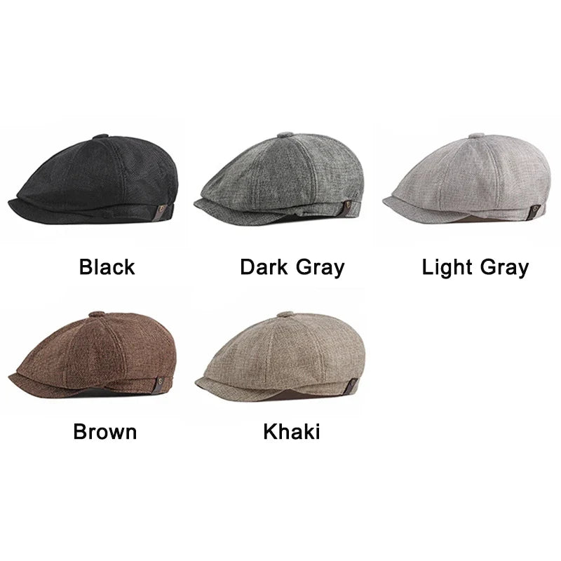 NEW Newsboy Cap Men Spring Summer Octagonal Hat For Male British Herringbone Flat Caps Retro Eight Blade Hats Breathable
