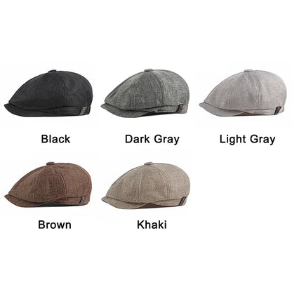 NEW Newsboy Cap Men Spring Summer Octagonal Hat For Male British Herringbone Flat Caps Retro Eight Blade Hats Breathable
