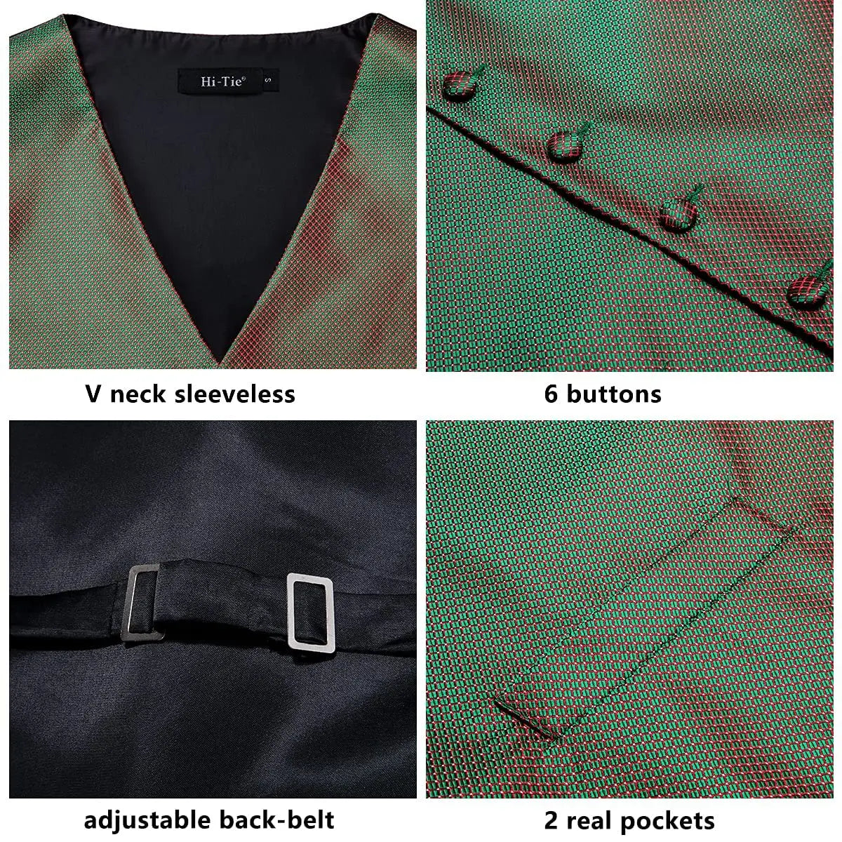 Luxury Mens Vests Black Gold Floral Jacquard Waistcoat Tie Hanky Cufflinks Brooch Set for Men Suit Wedding Office XL