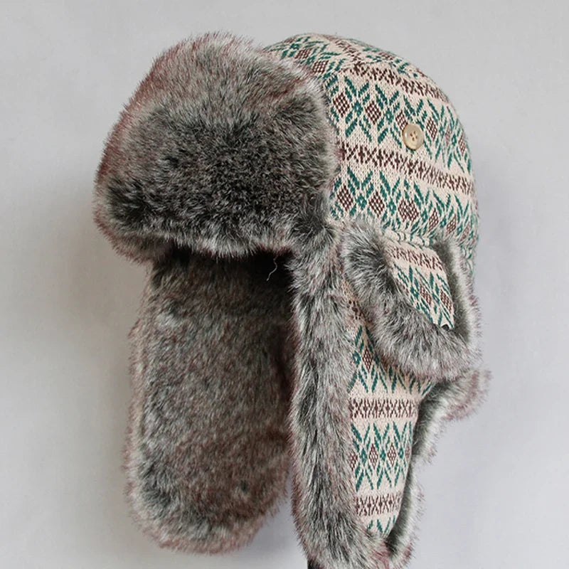 Winter Russian Bomber Hat Women Men  Trapper Snow Caps with Ear Flap Unshanka Hat