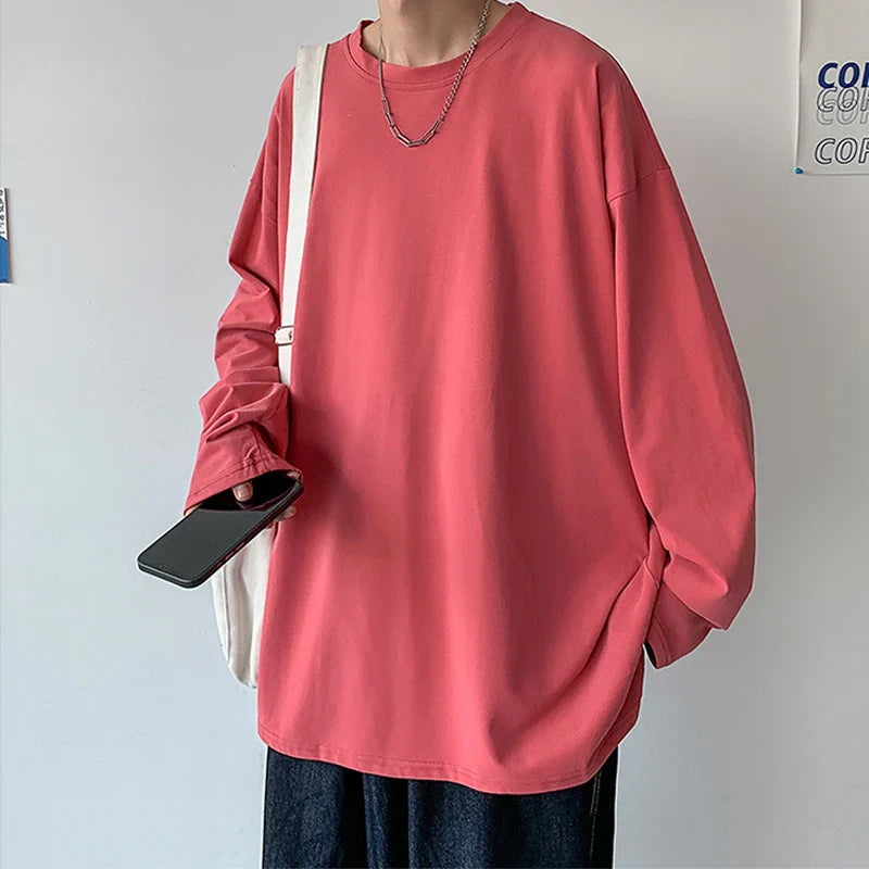 2025 Spring Autumn Long Sleeve T-shirts Men O-Neck Collar Cotton Long T Shirts Men Fashion Casual Comfortable Long T-Shirts Men