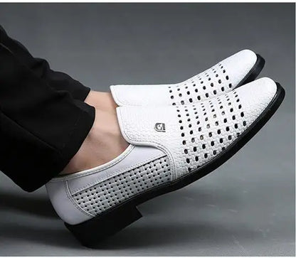 Spring Men Loafers Leather Men Shoes Summer Hollow Breathable Oxfords Man Casual Shoes Slip on Formal Dress Shoes for Man