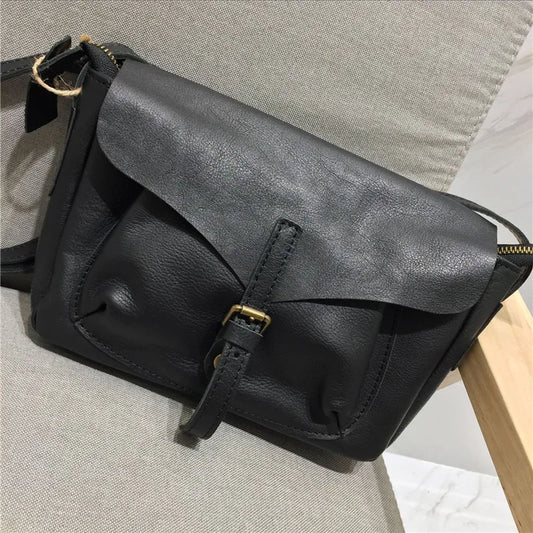 Retro Women Crossbody Bags Natural Real Leather Shoulder Bag Female Solid Casual Daily Messenger Bags Satchel Designer Handbags