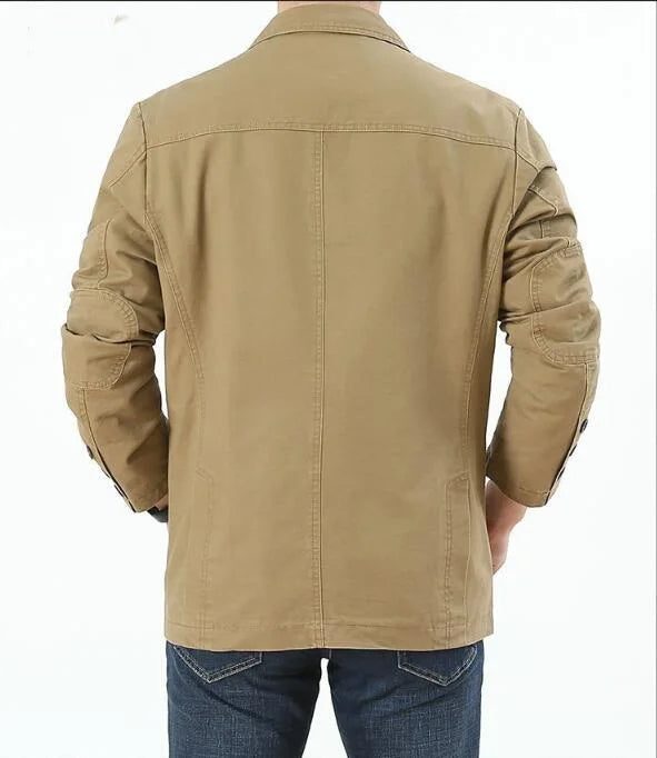 Men's Washable Fabric Single Breasted Button Blazers Business Suit Loose Military Jackets Outwear
