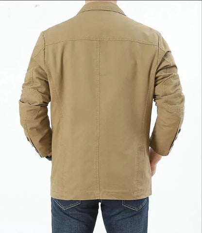 Men's Washable Fabric Single Breasted Button Blazers Business Suit Loose Military Jackets Outwear