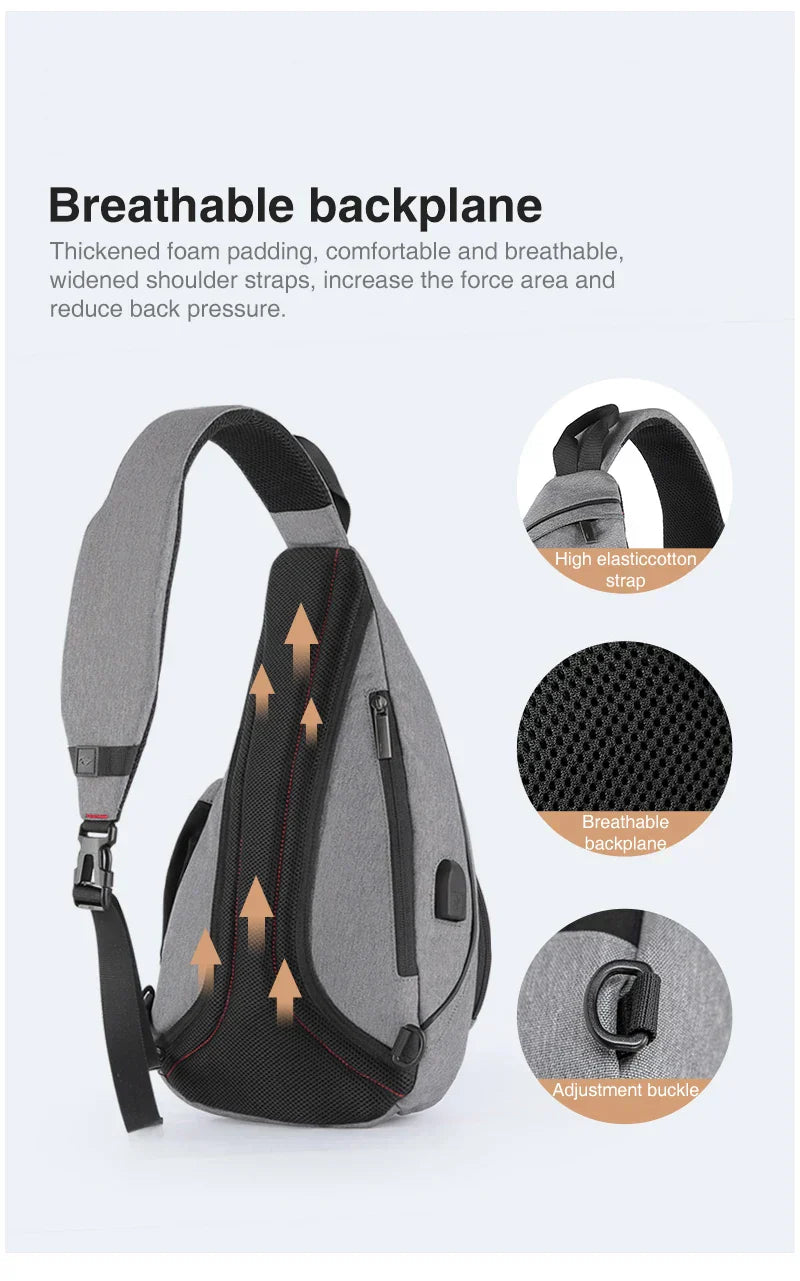 Men One Shoulder Backpack Women Sling Bag Crossbody USB Boys Cycling Sports Travel Versatile Fashion Student School