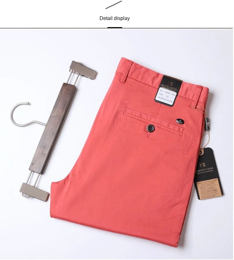 Thin Summer Solid Color Suit Pants Men Straight Korea Style Clothes Red Business Trousers Men  Dress Office 2021