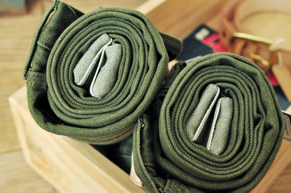 Men Jeans Vulcanization Olive Green 107 Selvedge Denim Jeans Men Washed Slim Fit 14 Oz Zipper Fly
