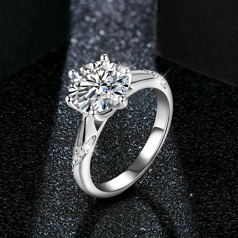 Bague en argent sterling 925, 1, 2 ou 3 carats, style classique, diamant moissanite, bague de mariage, de fête, d'anniversaire, pour femmes, bijoux fins