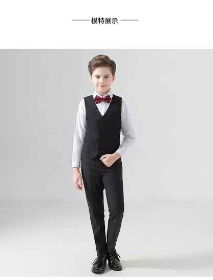 Flower Boys Suit for Weddings Kids Prom Party Tuxedo Formal Blazer Children's Day Pinao Performance Costume school uniform 2-16T