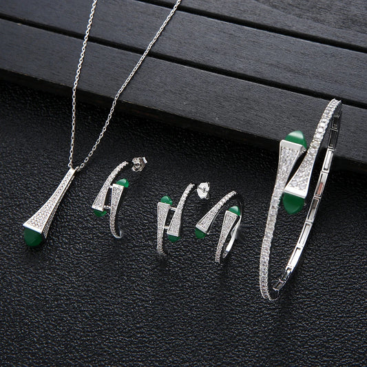 NEW Famous Brand 4pcs Waterdrop Jewelry Sets For Women Wedding Party Cubic Zircon High End Craft Dubai Bridal Jewelry Set