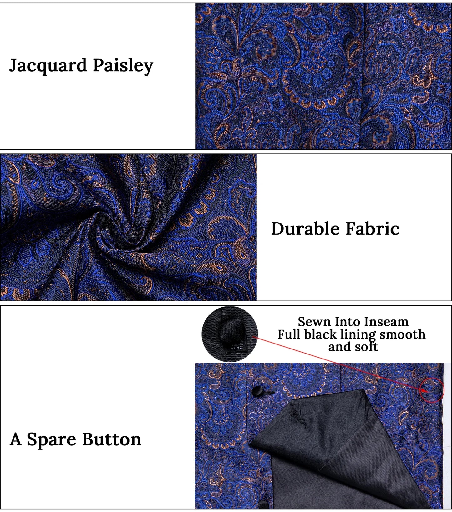 Men's Vest Blue Floral Suit Vest V Neck Tie Set For Wedding Party Brand Formal Dress Waistcoat Man Casual Sleeveless Jacket