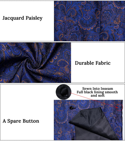Men's Vest Blue Floral Suit Vest V Neck Tie Set For Wedding Party Brand Formal Dress Waistcoat Man Casual Sleeveless Jacket