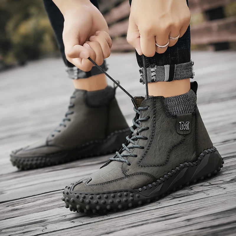 Winter Warm Men's Casual Shoes Fashion Men's Leather Boots Comfortable Men's Ankle Boots Outdoor High Quality Hiking Boots Men
