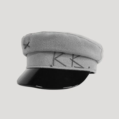 Winter caps women newsboy caps Thick warm  letter embroidery wool cap  S M L plaid patchwork militray caps