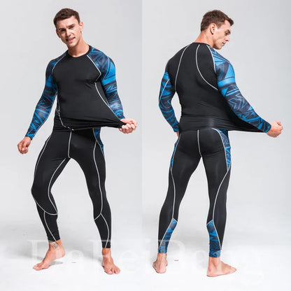 Men's Sports Suit MMA Running Quick-Drying Sportswear Compression Suit Fitness Training 3-Piece Sports Tights
