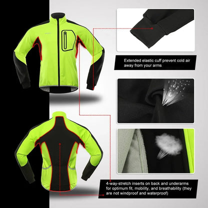 BERGRISAR Men's Cycling Jacket Winter Thermal Jacket Softshell Windbreak Waterproof Bike Coat Bicycle Raincoat BG011