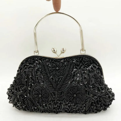 Elegant Frame Women Formal Beaded Evening Purses and Handbags Bridal Sequins Clutch Bag Cocktail Party Bag