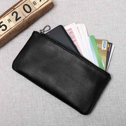 Men's Genuine Leather Long Zipper Wallet First Layer Cowhide Youth Ultra-Thin Handbag Wallet Trendy Brand Simple Wallet