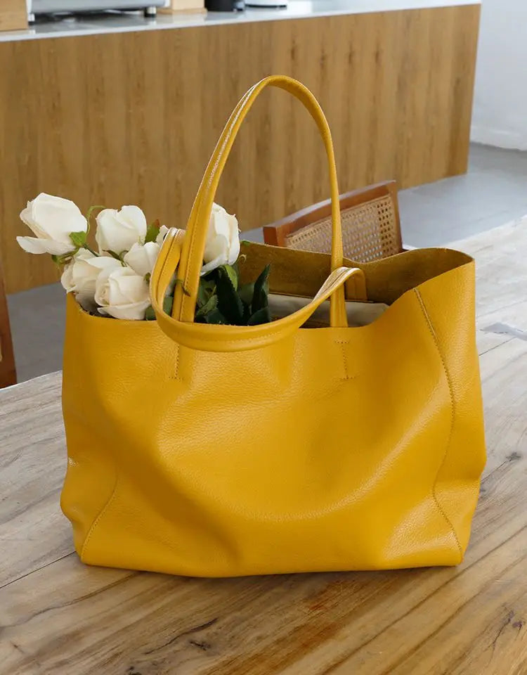New Women's Large Capacity Genuine Leather Handbag Fashion Single Shoulder Underarm Bag for Ladies Commuting Stylish Girls Bag