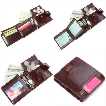 Portefeuille Homme RFID Vintage Cuir Véritable Portefeuilles Homme Porte-cartes Porte-monnaie Sac à main Portefeuille Homme
