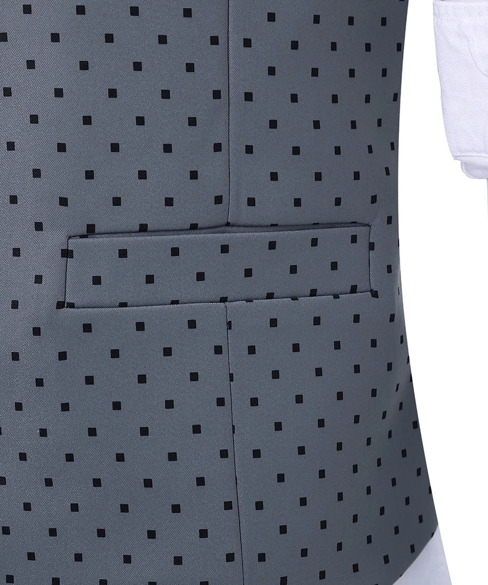Men's Suit Formal Neck Square wave point leisure  Casual Waistcoat Formal Business Grey Navy Vest Groomman For Wedding Evening