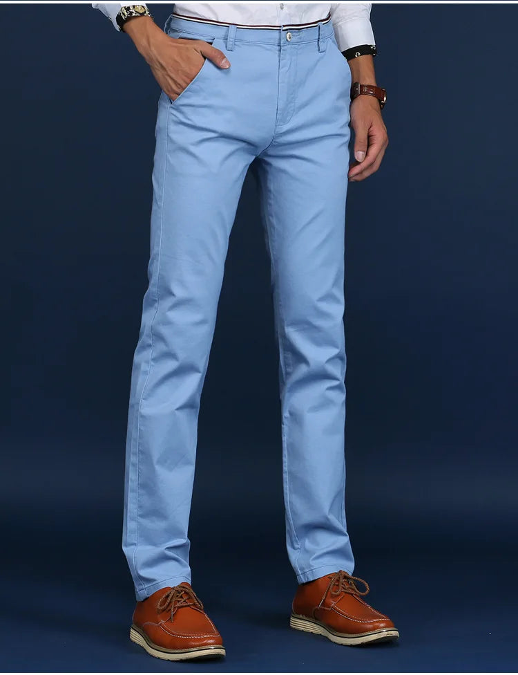 Classic Style Men Spring Summer Thin Casual Pants Fashion Business Cotton Solid Color Office Trousers High Quality Men Trousers