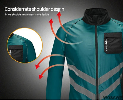 Windproof Cycling Jacket MTB Bike Jersey Outdoor Sport Cycling Windbreaker Rainproof Reflective Bike Clothing Navy Blue