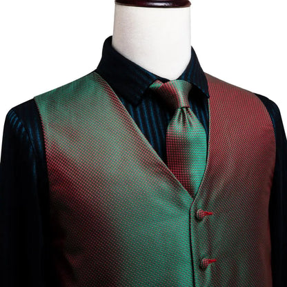 Fashion Silk Vest For Men Classic Gold Champane Yellow Waistcoat Jacket Tie Hankerchief Cufflinks Sets Dress Suit Wedding Hi-Tie
