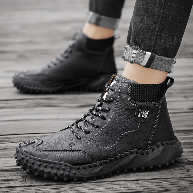 Winter Warm Men's Casual Shoes Fashion Men's Leather Boots Comfortable Men's Ankle Boots Outdoor High Quality Hiking Boots Men
